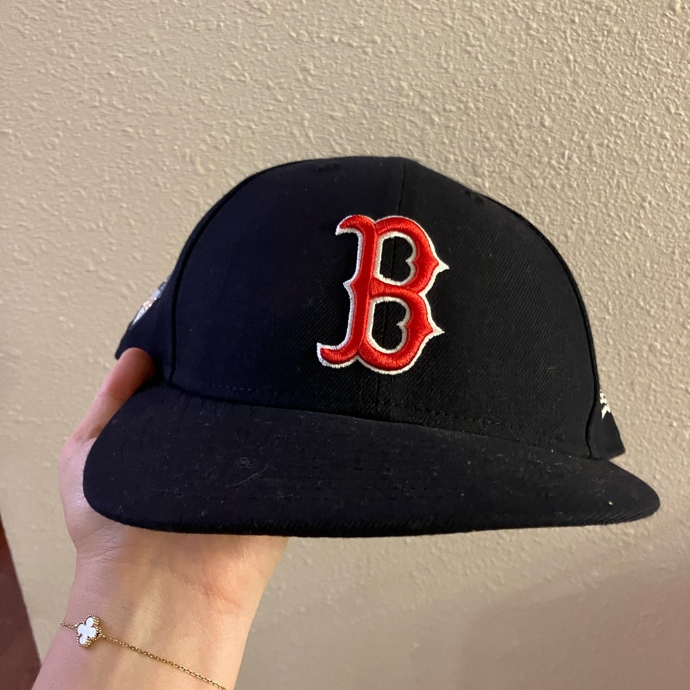 New Era Black Baseball Cap with Red 'B' Logo